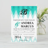 5x7 Ombre Chevron Blauwgroen bruiloft uitnodiging (Staand voorkant)