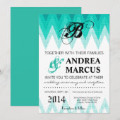 5x7 Ombre Chevron Blauwgroen bruiloft uitnodiging (Voorkant / Achterkant)