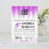5x7 Ombre Chevron Paarse bruiloft uitnodiging (Staand voorkant)