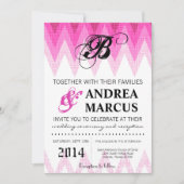 5x7 Ombre Chevron Pink Wedding Uitnodiging (Voorkant)