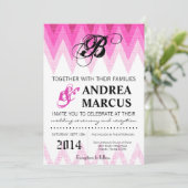 5x7 Ombre Chevron Pink Wedding Uitnodiging (Staand voorkant)