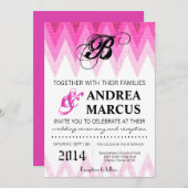 5x7 Ombre Chevron Pink Wedding Uitnodiging (Voorkant / Achterkant)