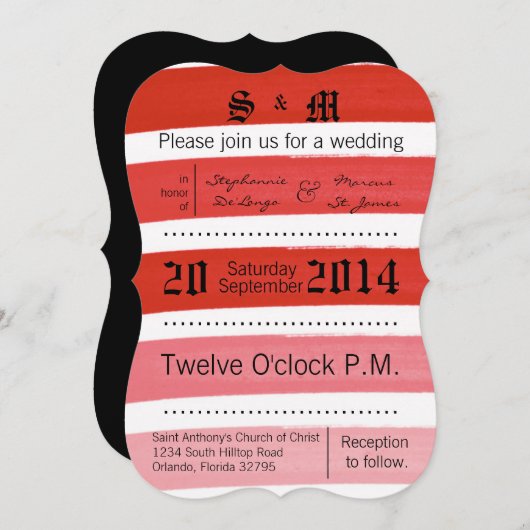 5x7 Ombre Streep Rode lijn Vervagen Bruiloft Uitno Kaart (Voorkant / Achterkant)