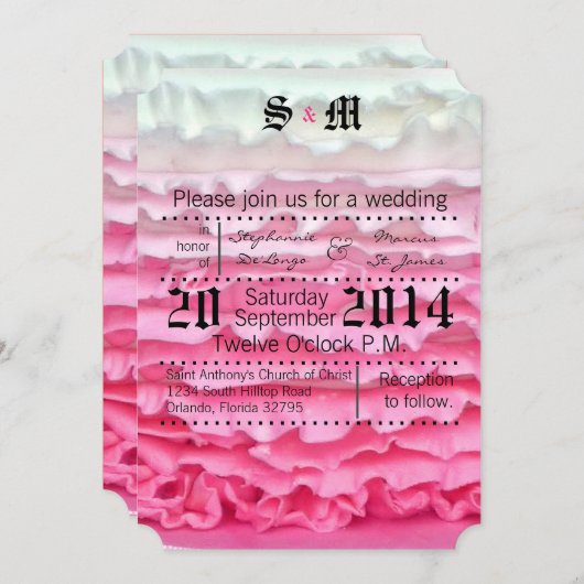 5x7 Ombre Streep Roze Frosting bruiloft uitnodigin Kaart (Voorkant / Achterkant)