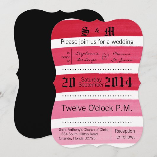 5x7 Ombre Streep Roze Lijn Vervagen Bruiloft Uitno Kaart (Voorkant / Achterkant)