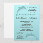 5x7 onder Zee Dolphin Baby shower Invitation Kaart (Voorkant / Achterkant)