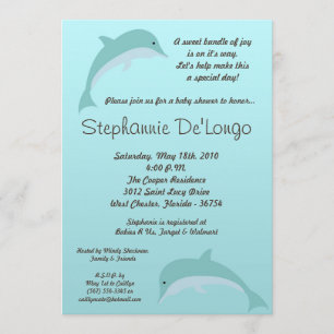 5x7 onder Zee Dolphin Baby shower Invitation Kaart