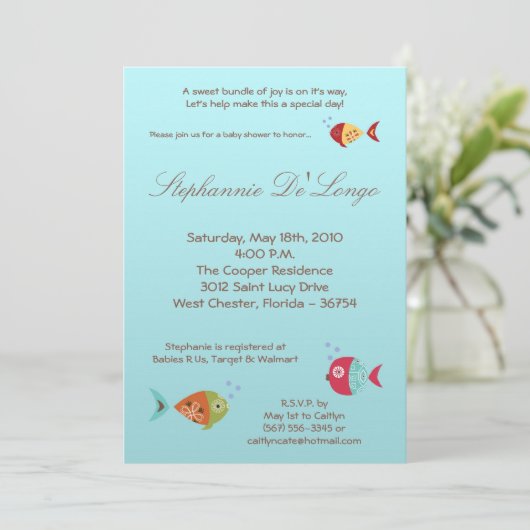 5x7 onder Zee OceanFish Baby shower Invitation Kaart (Staand voorkant)