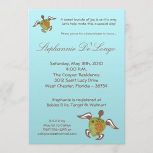 5x7 onder Zee Turtle Baby shower Invitation Kaart