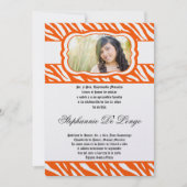 5x7 Oran Zebra Print Patter Quinceanera Uitnodigin Kaart (Voorkant)