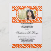 5x7 Oran Zebra Print Patter Quinceanera Uitnodigin Kaart (Voorkant / Achterkant)