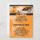 5x7 Orang DJ Spin Platenspeler Quinceanera Uitnodi Kaart (Voorkant)