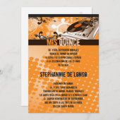 5x7 Orang DJ Spin Platenspeler Quinceanera Uitnodi Kaart (Voorkant / Achterkant)