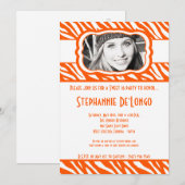 5x7 Orang Zebra FOTO Sweet 16 Verjaardag Uitnodigi Kaart (Voorkant / Achterkant)