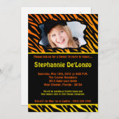 5x7 Orang Zebra FOTO Sweet 16 Verjaardag Uitnodigi Kaart (Voorkant / Achterkant)