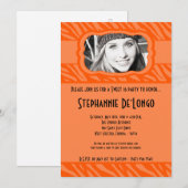 5x7 Orang Zebra PHOTO Sweet 16 Birthday Uitnodigin Kaart (Voorkant / Achterkant)