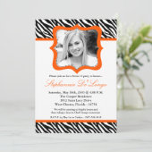 5x7 Orang Zebra PHOTO Sweet 16 Birthday Uitnodigin Kaart (Staand voorkant)