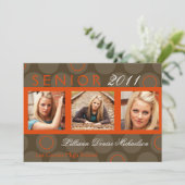 5x7 Oranje Circle Polka Photo Senior Aankondiging (Staand voorkant)