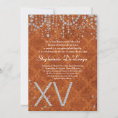 5x7 Oranje Diamond Quinceanera Verjaardagsuitnodig Kaart (Voorkant)