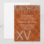 5x7 Oranje Diamond Quinceanera Verjaardagsuitnodig Kaart (Voorkant / Achterkant)