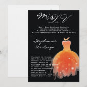 5x7 Oranje Dress Quinceanera Birthday Uitnodiging (Voorkant / Achterkant)