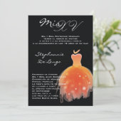 5x7 Oranje Dress Quinceanera Birthday Uitnodiging (Staand voorkant)
