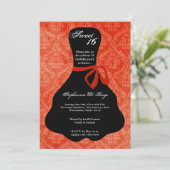 5x7 Oranje jurk Sweet 16 Verjaardag Uitnodiging (Staand voorkant)