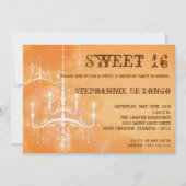 5x7 Oranje kroonluchter Sweet 16 Verjaardag Uitnod Kaart (Voorkant)