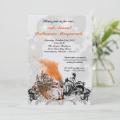 5x7 Oranje Masquerade Halloween Costume Invitation Kaart (Staand voorkant)