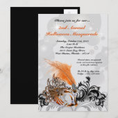 5x7 Oranje Masquerade Halloween Costume Invitation Kaart (Voorkant / Achterkant)