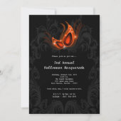 5x7 Oranje Masquerade Halloween Costume Invitation Kaart (Voorkant)