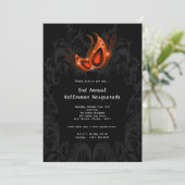 5x7 Oranje Masquerade Halloween Costume Invitation Kaart (Staand voorkant)