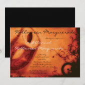 5x7 Oranje Masquerade Halloween Costume Invitation Kaart (Voorkant / Achterkant)