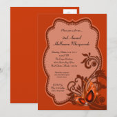 5x7 Oranje Masquerade Halloween Costume Invitation Kaart (Voorkant / Achterkant)