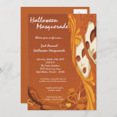 5x7 Oranje Masquerade Halloween Costume Invitation Kaart (Voorkant / Achterkant)