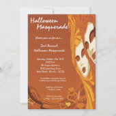 5x7 Oranje Masquerade Halloween Costume Invitation Kaart (Voorkant)