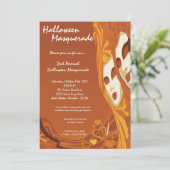 5x7 Oranje Masquerade Halloween Costume Invitation Kaart (Staand voorkant)