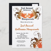 5x7 Oranje Masquerade Halloween Costume Invitation Kaart (Voorkant / Achterkant)