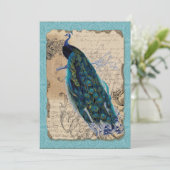 5x7 Oude Pauw Save the Date Kaarten Aqua Blauw (Staand voorkant)