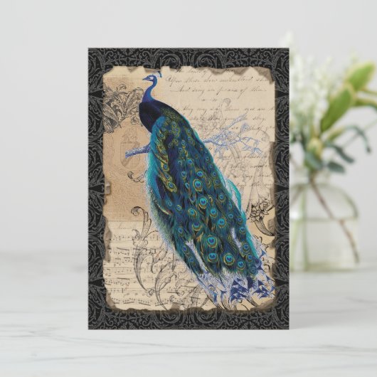 5x7 Oude Pauw Save the Date Kaarten Zwart Tan (Staand voorkant)