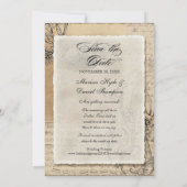 5x7 Oude Pauw Save the Date Kaarten Zwart Tan (Achterkant)