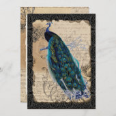 5x7 Oude Pauw Save the Date Kaarten Zwart Tan (Voorkant / Achterkant)