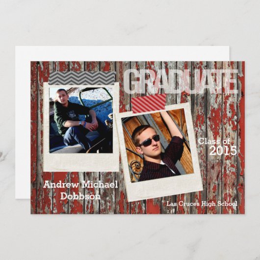 5x7 Oude Red Barn Wood Weer Hogere Aankondiging (Voorkant / Achterkant)