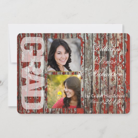 5x7 Oude Red Barn Wood Weer Hogere Aankondiging (Voorkant)