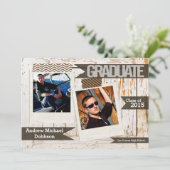 5x7 Oude Witte Schuur Hout Weer Senior Aankondigin Aankondiging (Staand voorkant)