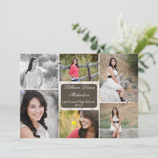 5x7 Oude Witte Schuur Hout Weer Senior Aankondigin Aankondiging (Staand voorkant)