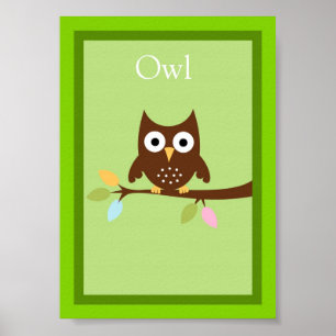 5X7 Owl Forest Friends Wall Art Poster
