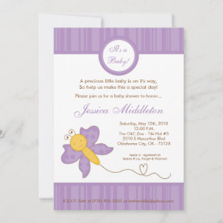 5x7 Paars butterfly Baby shower Kaart
