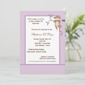 5x7 Paarse apenuitnodiging voor Baby shower Kaart (Staand voorkant)