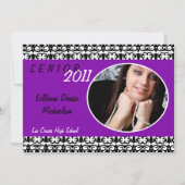 5x7 Paarse Damask Photo Senior aankondiging (Voorkant)